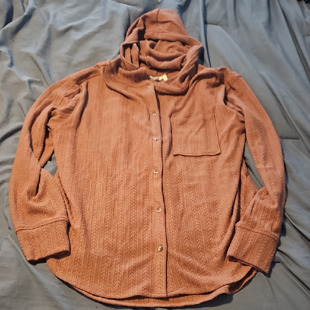 BKE Textured Brown Knit Top